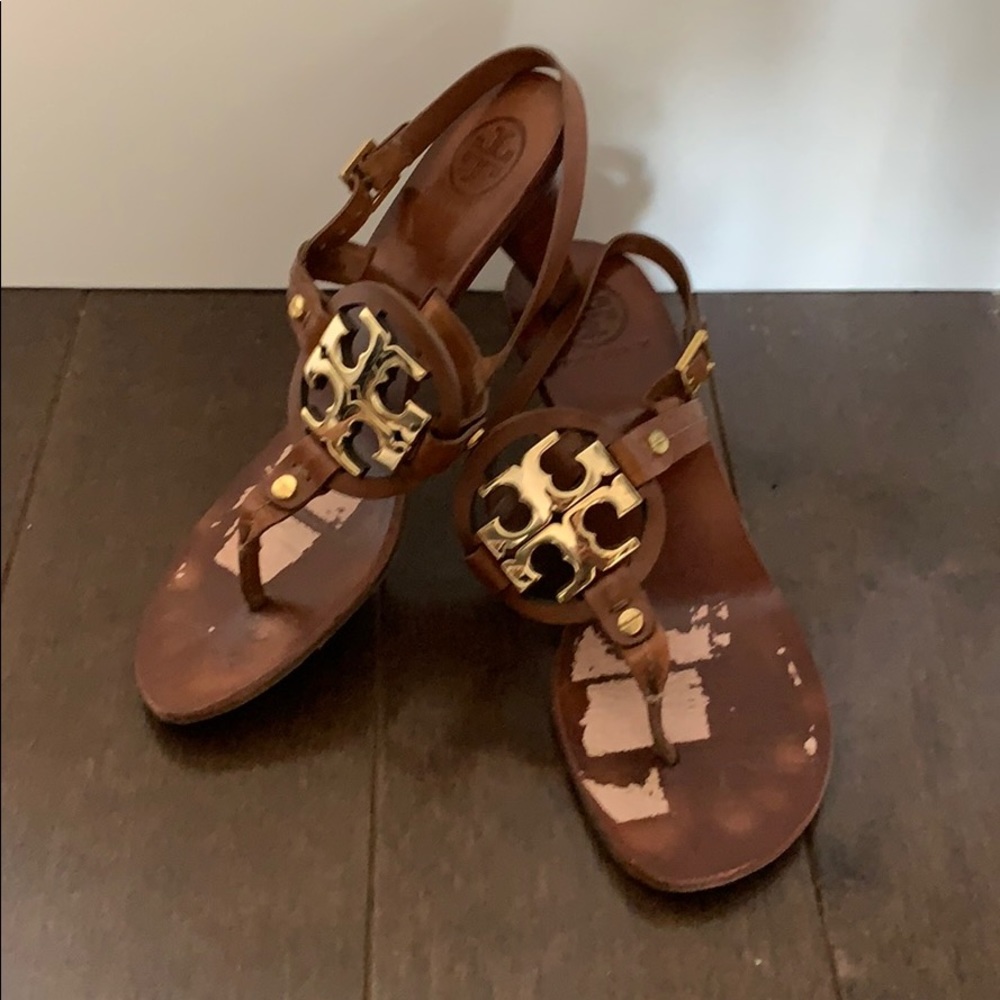 Tory Burch brown logo sandals 7